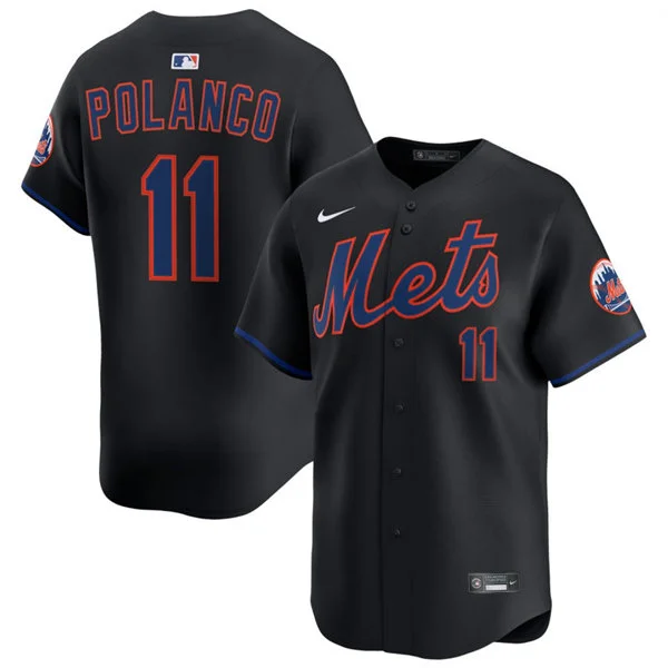 Mens New York Mets #11 Jorge Polanco Nike Black Alternate Limited Jersey
