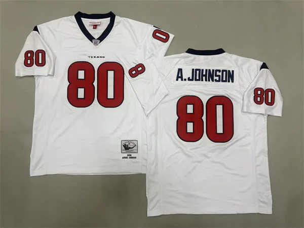 Mens Houston Texans #80 Andre Johnson 2008 White Throwback Jersey
