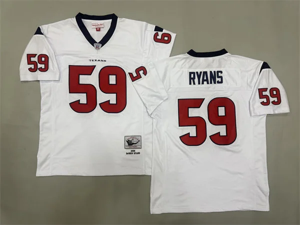 Mens Houston Texans #59 DeMeco Ryans 2006 White Throwback Jersey