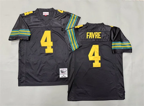 Mens Green Bay Packers #4 Brett Favre 1996 Black Legacy Throwback Jersey