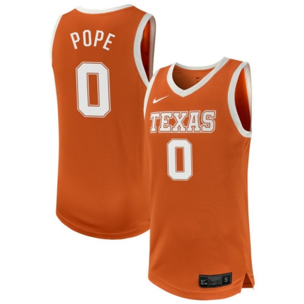 Texas Longhorns #0 Jordan Pope 2025 SEC Orange College Basketball Game Jersey