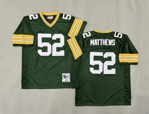 Mens Green Bay Packers #52 Clay Matthews 2010 Green Throwback Jersey
