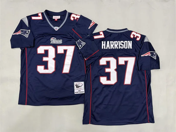 Mens New England Patriots #37 Rodney Harrison 2003 Navy Throwback Jersey