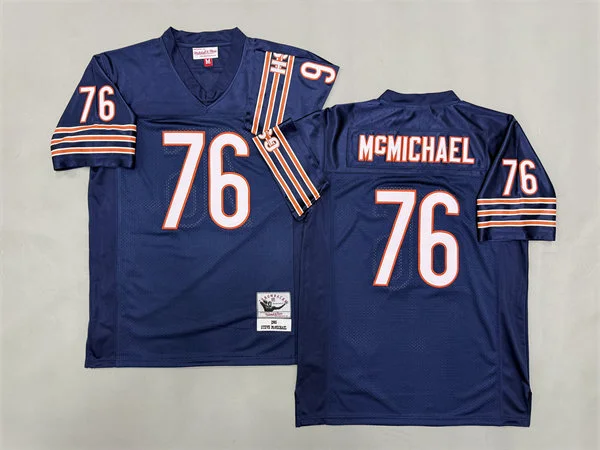 Mens Chicago Bears #76 Steve McMichael 1985 Navy Throwback Jersey
