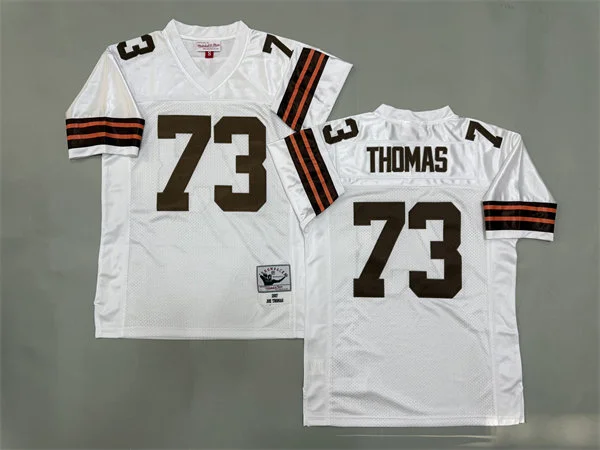 Mens Cleveland Browns #73 Joe Thomas 2007 White Throwback Jersey