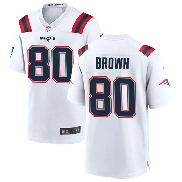 Men's New England Patriots Retired Player #80 Troy Brown Nike White Vapor F.U.S.E. Limited Jersey