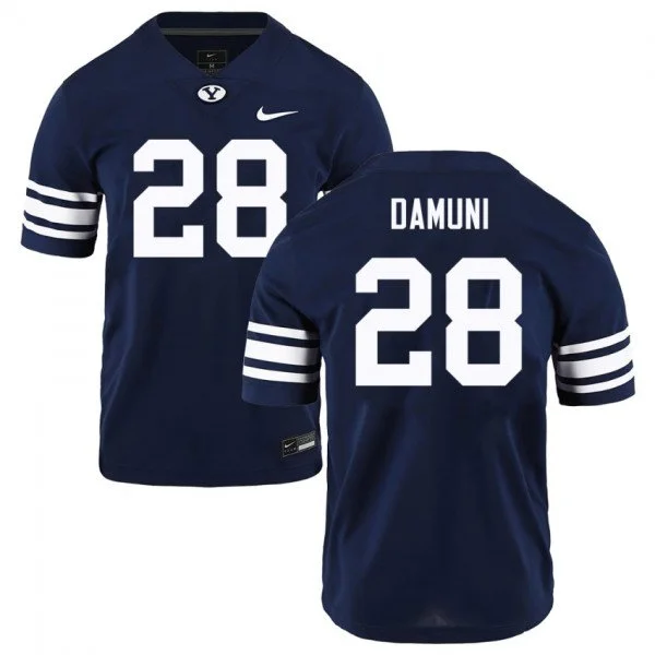 BYU Cougars #28 Jovesa Damuni Navy College Football Game Jersey