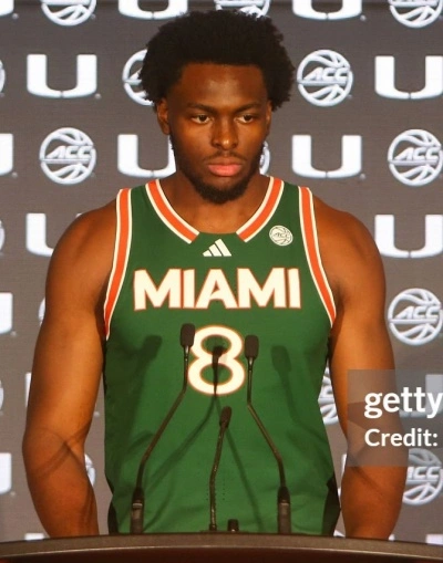 Miami Hurricanes #8 Ernest Udeh Jr. Adidas 2025 Green Canes Basketball Game Jersey