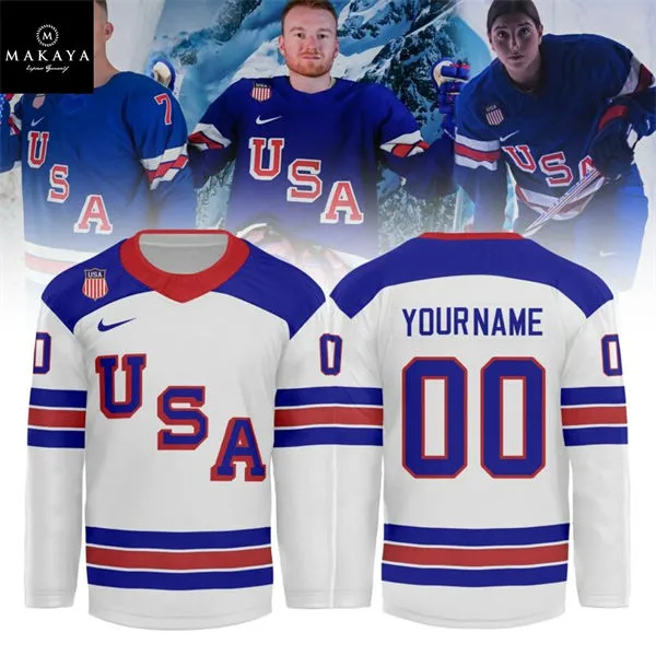 USA Custom Away White 2026 Olympic Hockey Jersey
