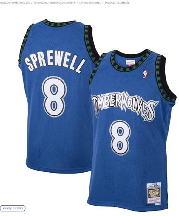 Men's Minnesota Timberwolves #8 Latrell Sprewell Mitchell & Ness 2001-02 Hardwood Classics Swingman Jersey Blue