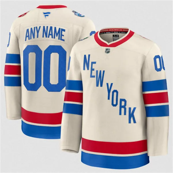 New York Rangers Custom Beige 2026 Winter Classic Stitched Hockey Jersey