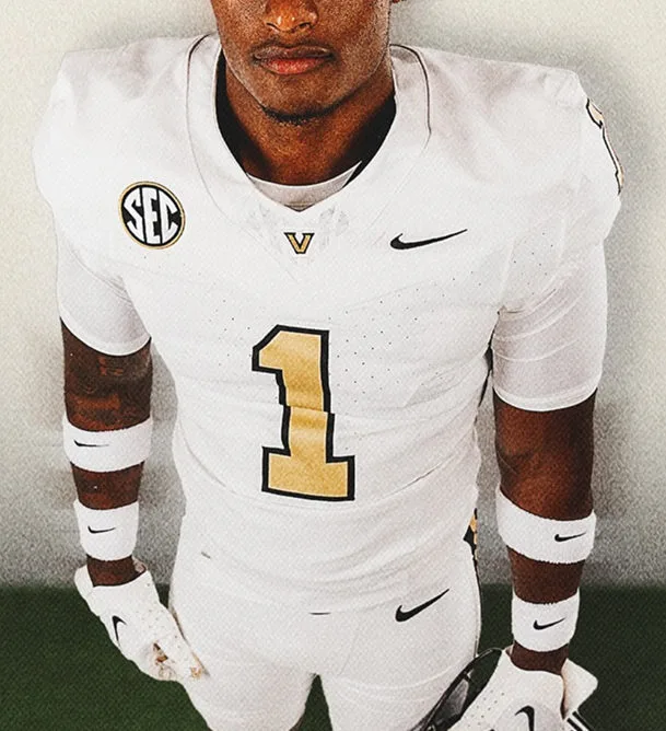 Mens Vanderbilt Commodores #1 Owen Cabell White Gold Football F.U.S.E Limited Jersey
