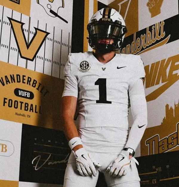 Mens Vanderbilt Commodores #1 Owen Cabell White Black Football F.U.S.E Limited Jersey