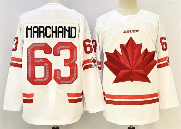 Men's Canada #63 Brad Marchand 2026 Canada Olympic Hockey Jersey White
