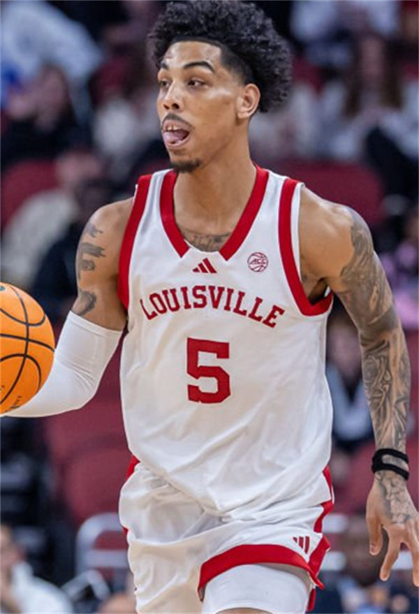 Mens Louisville Cardinals #5 Terrence Edwards Jr. 2024 White Red Basketball Game Jersey