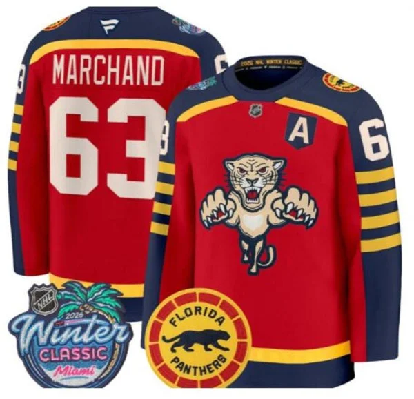 Men's Florida Panthers #63 Brad Marchand Red Fanatics 2026 NHL Winter Classic Premium Jersey