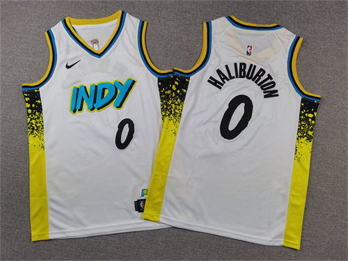 Youth Indiana Pacers #0 Tyrese Haliburton 2024-25 White City Edition Jersey