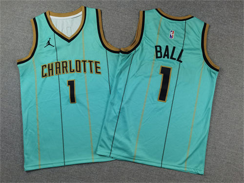 Youth Charlotte Hornets #1 LaMelo Ball 2025-25 Mint City Edition Jersey