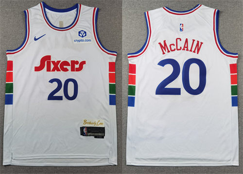 Mens Philadelphia 76ers #20 Jared McCain 2024-25 White City Edition Jersey