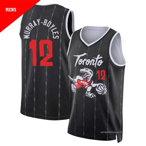 Mens Toronto Raptors #12 Collin Murray-Boyles Black 2025-26 City Edition Swingman Jersey