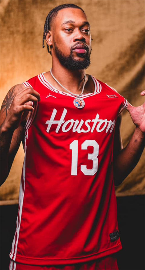 Mens Youth Houston Cougars #13 J'Wan Roberts  2025 Red Houston Basketball Game Jersey