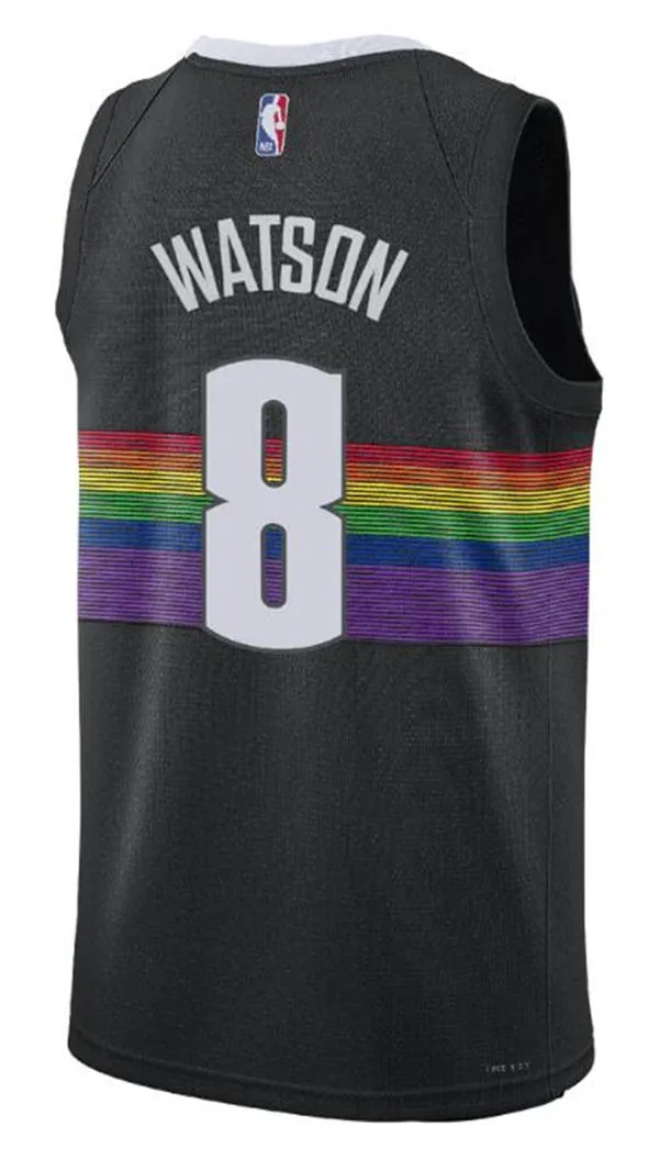 Mens Denver Nuggets #8 Peyton Watson Black 2025-26 City Edition Swingman Jersey