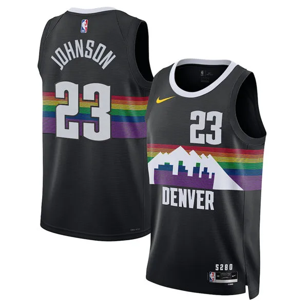 Mens Denver Nuggets #23 Cameron Johnson Black 2025-26 City Edition Swingman Jersey