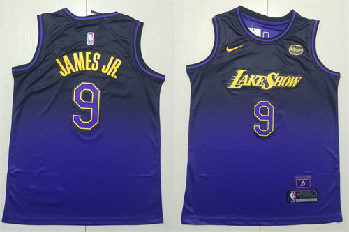 Men's Los Angeles Lakers #9 Bronny James Jr. 2024-25 Purple City Edition Jersey