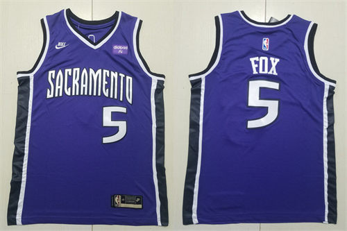 Mens Sacramento Kings #5 De'Aaron Fox Purple Classic Edition Swingman Jersey