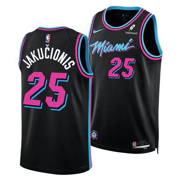 Mens Miami Heat #25 Kasparas Jakucionis Black 2025-26 City Edition Swingman Jersey