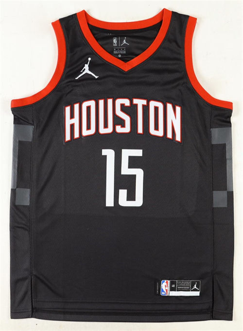 Mens Houston Rockets #15 Reed Sheppard Black Statement Edition Swingman Jersey