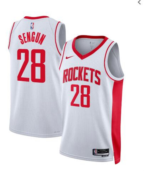 Mens Houston Rockets #28 Alperen Sengun White Stitched Association Edition Jersey
