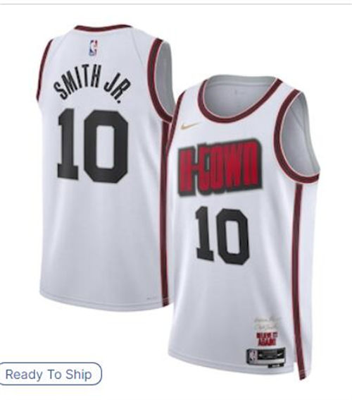 Mens Houston Rockets #10 Jabari Smith Jr. 2024-25 White City Edition Jersey