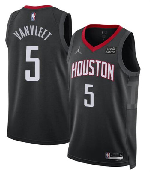Mens Houston Rockets #5 Fred VanVleet Black Statement Edition Swingman Jersey