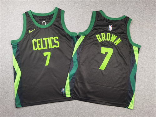 Youth Boston Celtics #7 Jaylen Brown 2024-25 Black City Edition Jersey