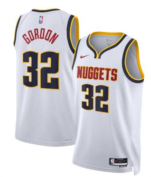 Mens Denver Nuggets #32 Aaron Gordon 2025 White Association Edition Jersey