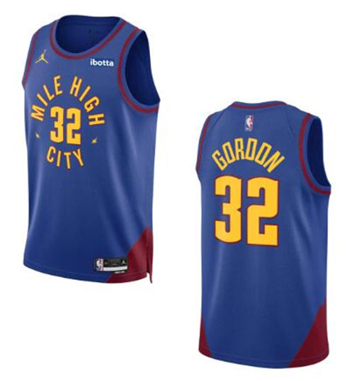Mens Denver Nuggets #32 Aaron Gordon 2025 Blue Statement Edition Jersey