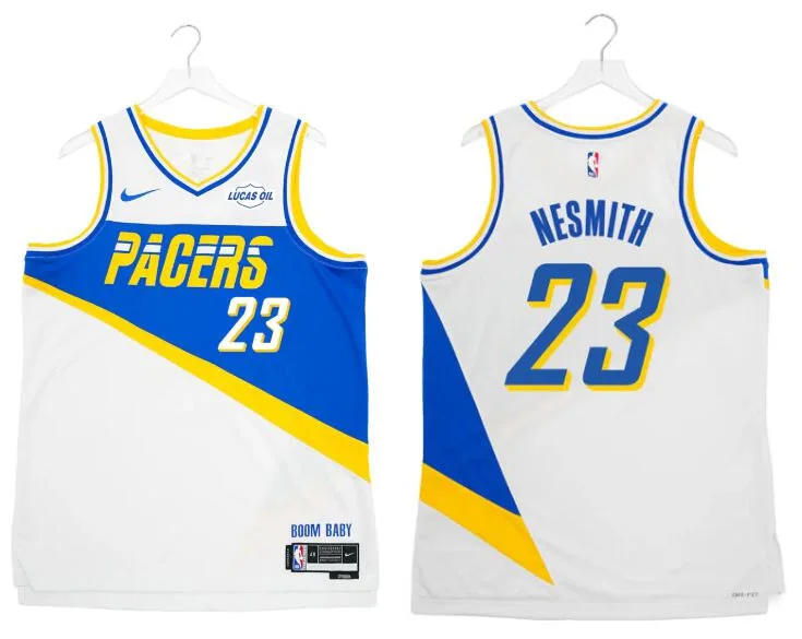 Mens Indiana Pacers #23 Aaron Nesmith 2025-26 White City Edition Swingman Jersey