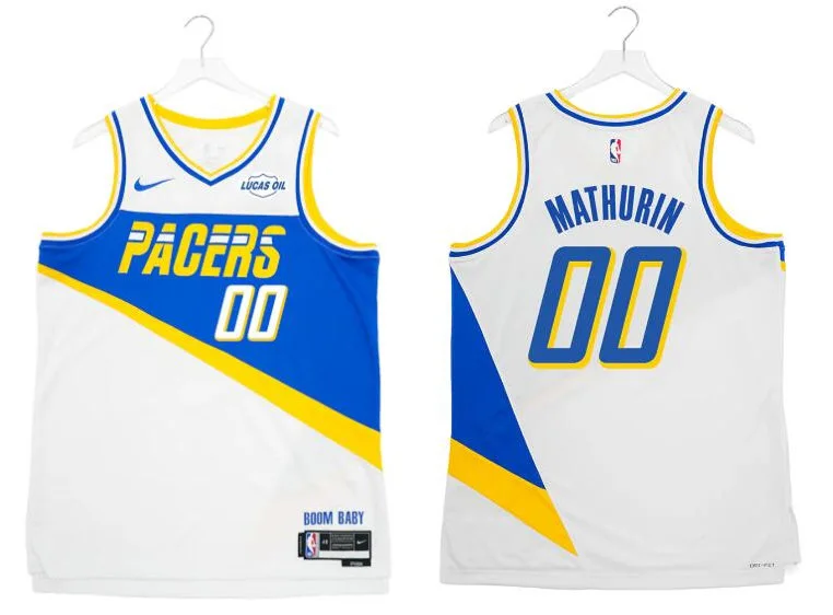 Mens Indiana Pacers #00 Bennedict Mathurin 2025-26 White City Edition Swingman Jersey