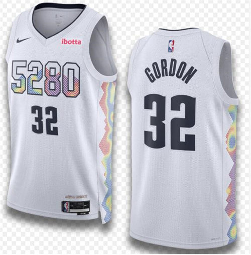 Mens Denver Nuggets #32 Aaron Gordon 2024-25 White City Edition Jersey
