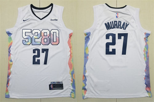 Mens Denver Nuggets #27 Jamal Murray 2024-25 White City Edition Jersey