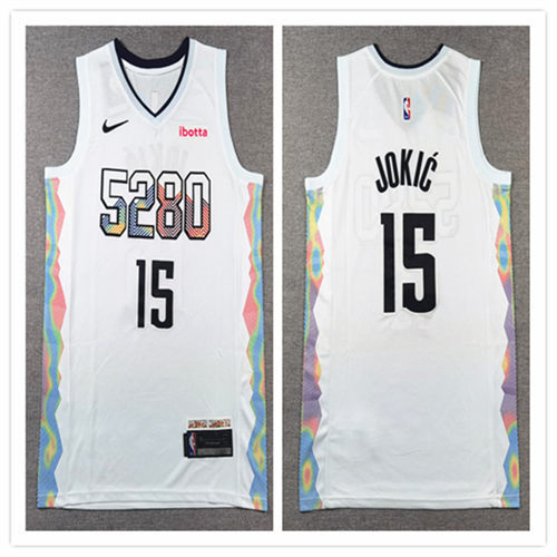 Mens Denver Nuggets #15 Nikola Jokic 2024-25 White City Edition Jersey