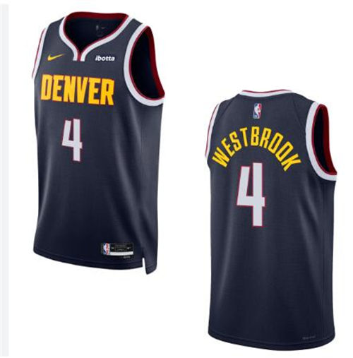 Mens Denver Nuggets #4 Russell Westbrook 2025 Navy Icon Edition Jersey