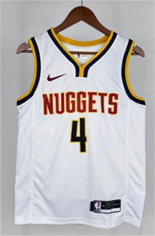 Mens Denver Nuggets #4 Russell Westbrook  2025 White Association Edition Jersey