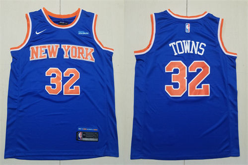 Mens New York Knicks #32 Karl-Anthony Towns Royal Icon Edition Swingman Jersey