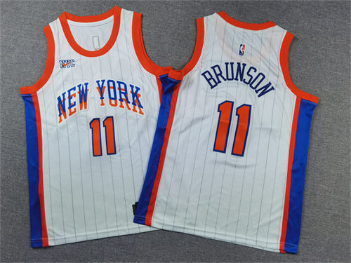 Youth New York Knicks #11 Jalen Brunson White 2024-25 City Edition Swingman Jersey