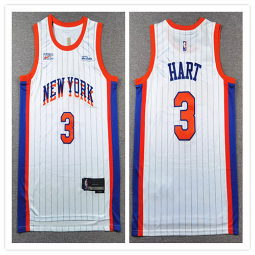 Mens New York Knicks #3 Josh Hart Nike White 2024-25 City Edition Swingman Jersey