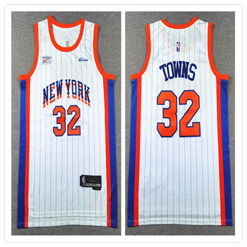 Mens New York Knicks #32 Karl-Anthony Towns Nike White 2024-25 City Edition Swingman Jersey