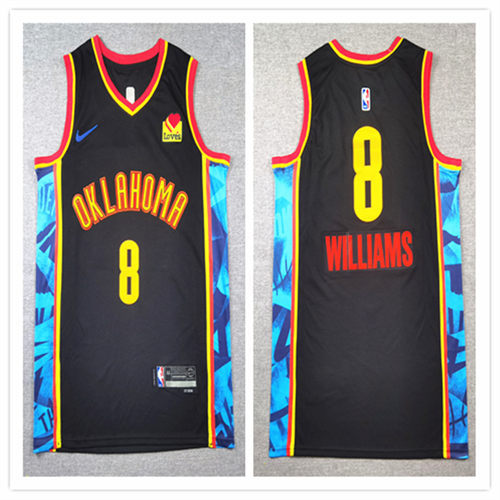 Mens Oklahoma City Thunder #8 Jalen Williams 2024-25 Black City Edition Jersey