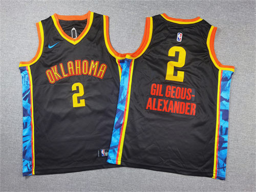 Youth Oklahoma City Thunder #2 Shai Gilgeous-Alexander 2024-25 Black City Edition Jersey